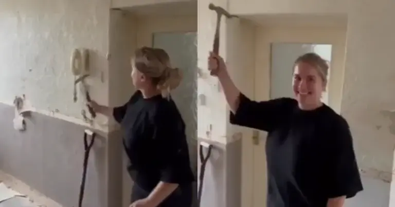 Dame wil tijdens verbouwingswerken even tonen wat ze kan. Maar dat gaat mis! (fails)
