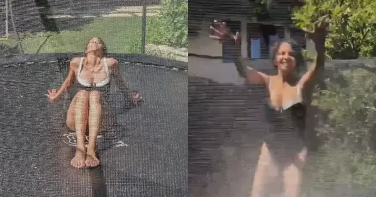Actrice Halle Berry combineert waterpret met trampoline: “Dit is zo leuk!” (video)