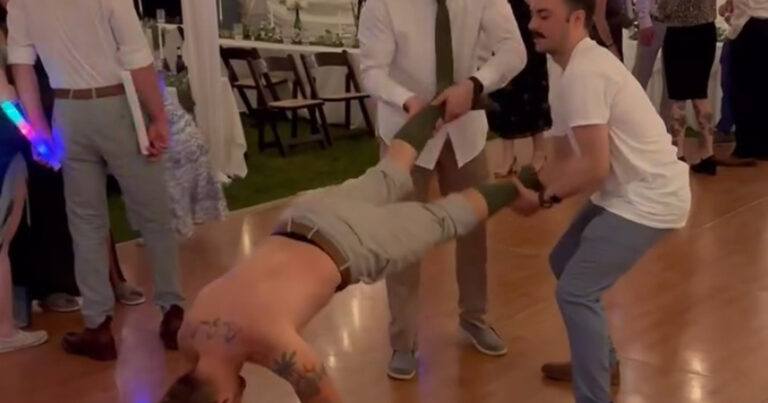 Getuige wil indruk maken met salto op trouwfeest, maar dat gaat pijnlijk mis (video)