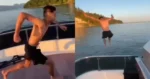 AUCH: Man springt vanop boot het water in. Of dat was toch de bedoeling… (fails)