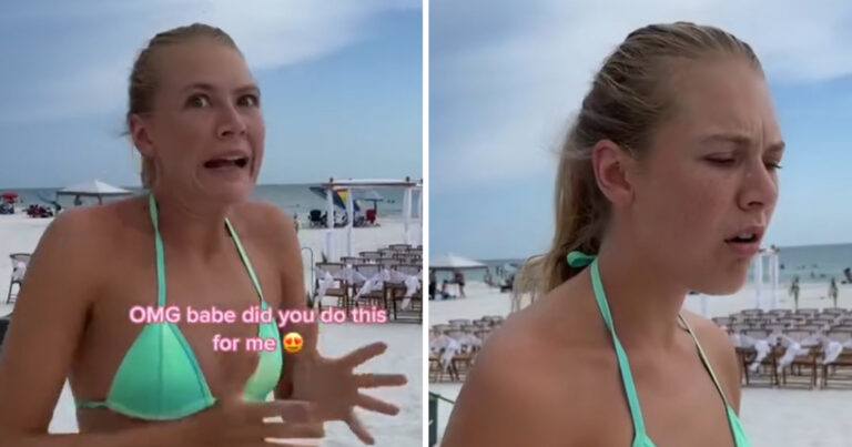 Vrouw denkt dat trouwsetting op strand voor haar bedoeld is, maar… (video)