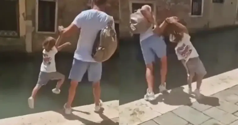 Papa speelt spelletje met zoon aan rand van water. En dat gaat MIS! (video)
