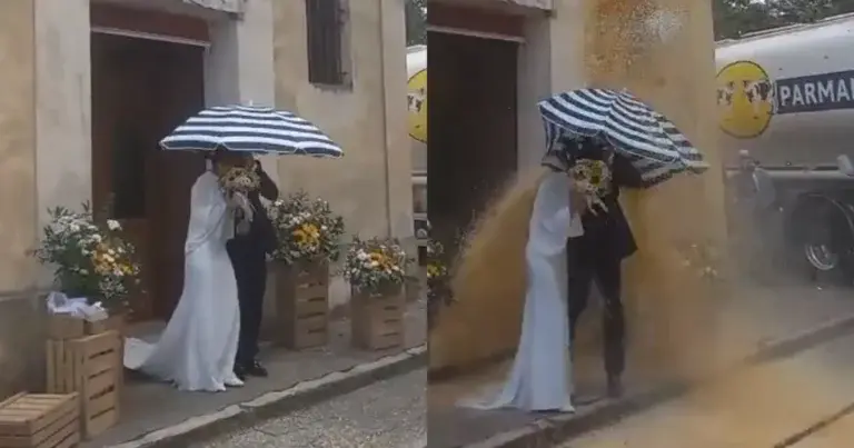 WOW: Pasgetrouwd koppel verlaat de kerk. Wat volgt? Pure chaos! (video)