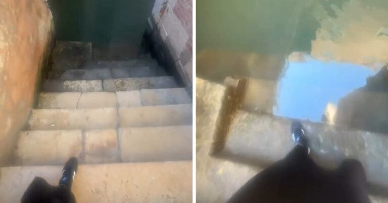 Vrouw stapt van trapje in Venetië, maar beseft al snel dat dat geen goed idee was… (video)