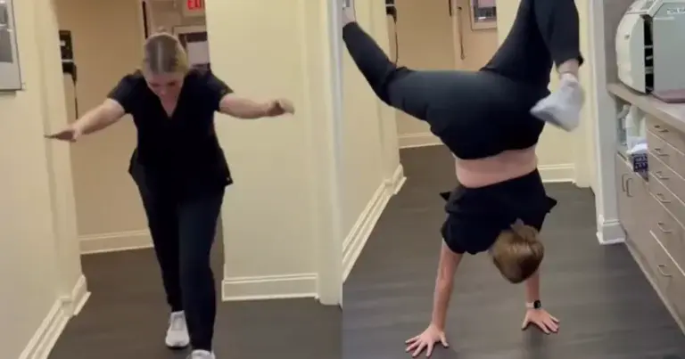 Dame wil even haar handstand tonen. Maar dan? AUCH! (video)
