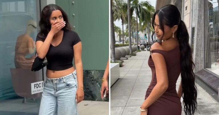 Voorbijgangers gechoqueerd door model in sensuele outfit: “Ze zijn jaloers!” (video)