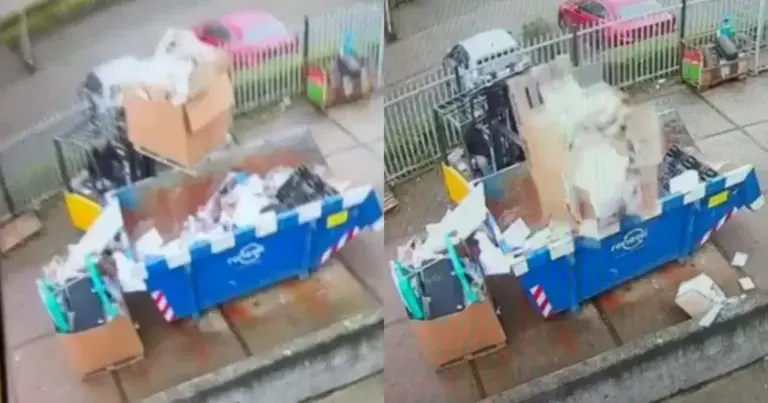 WOOPS: Container vullen met vorklift gaat helemaal mis! (video)