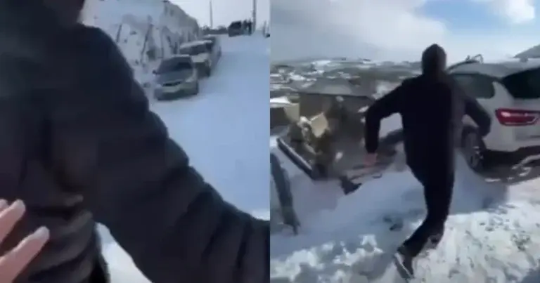 WOW: Spekgladde weg zorgt voor wel erg bizarre crash (fails)