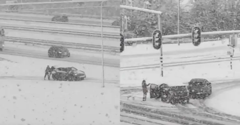 Beelden van sneeuwchaos in Nederland gaan viraal: “Ik kan dit niet aan!” (video)