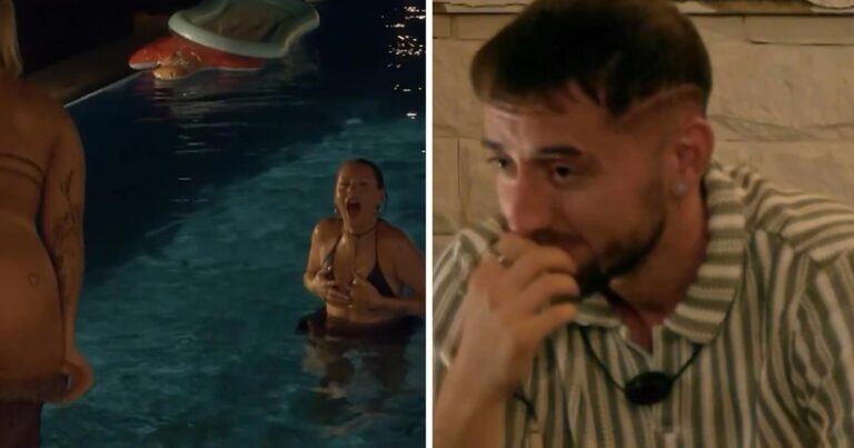 ‘Temptation Island’-verleidster springt halfnaakt in zwembad: “Hij daagde ons uit” (video)