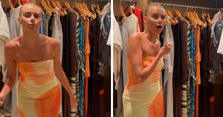 Dame probeert jurk uit, maar dan laat ze zich iets te hard gaan… (video)