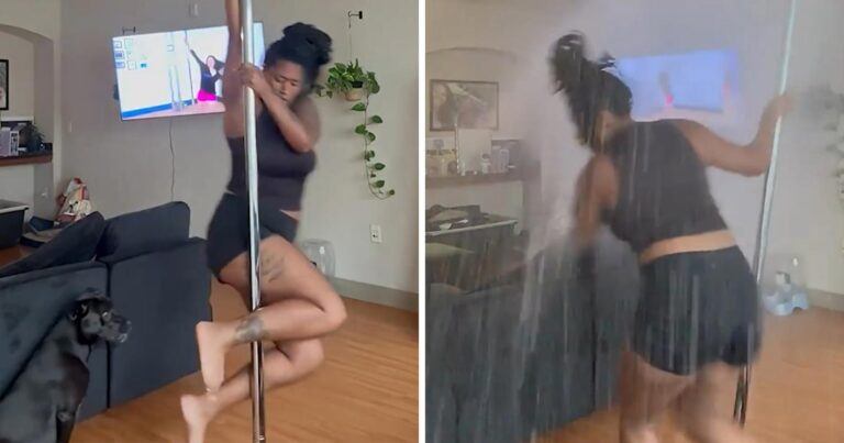 Paaldansen in appartement gaat fout en zorgt voor enorme ravage (video)