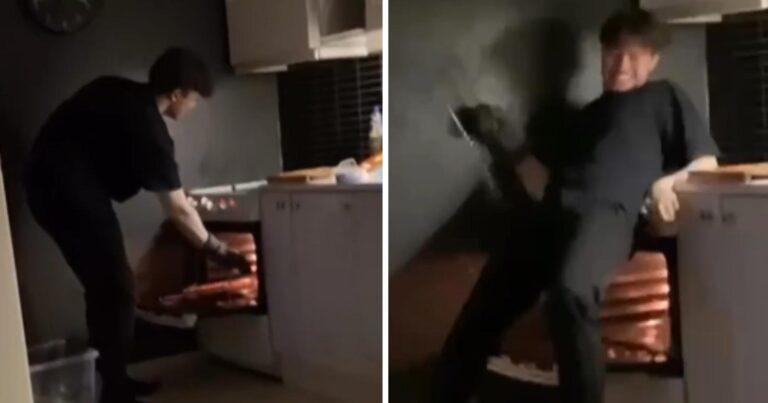 Man wil pizza uit oven halen, maar dan gaat werkelijk ALLES mis (video)